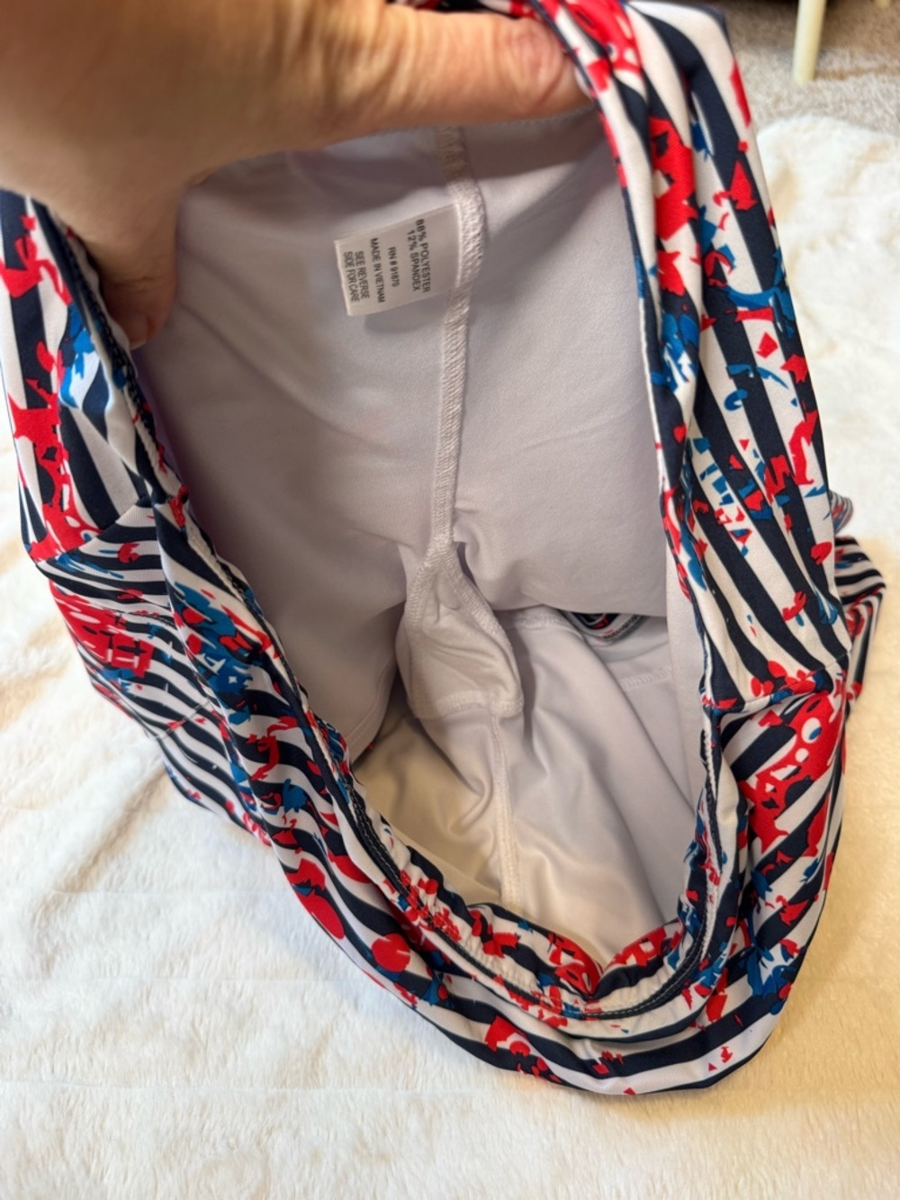 Bolle Athletic Skort Skirt L Red White Blue Striped Built In Shorts Swim Tennis - Picture 8 of 14
